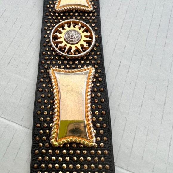 Gianni Versace retro black leather gold details leather belt size  75/30 main image 10